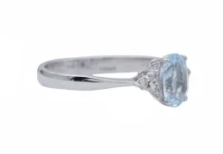 Pamono Aquamarine, Diamonds and 18 Karat White Gold Ring> Rings