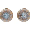 Pamono Aquamarine Topazs, Diamonds, Rose Gold and Silver Earrings, Set of 2> Earrings