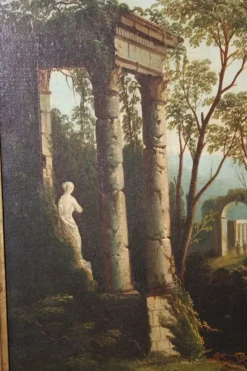 Hot Pamono Arcadian Ruins, Goatherd, Manner of Claude Lorrain, 1800s, Oil on Canvas