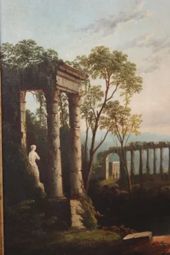 Hot Pamono Arcadian Ruins, Goatherd, Manner of Claude Lorrain, 1800s, Oil on Canvas