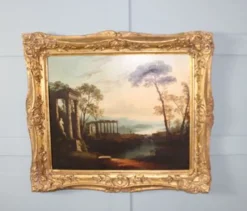 Hot Pamono Arcadian Ruins, Goatherd, Manner of Claude Lorrain, 1800s, Oil on Canvas