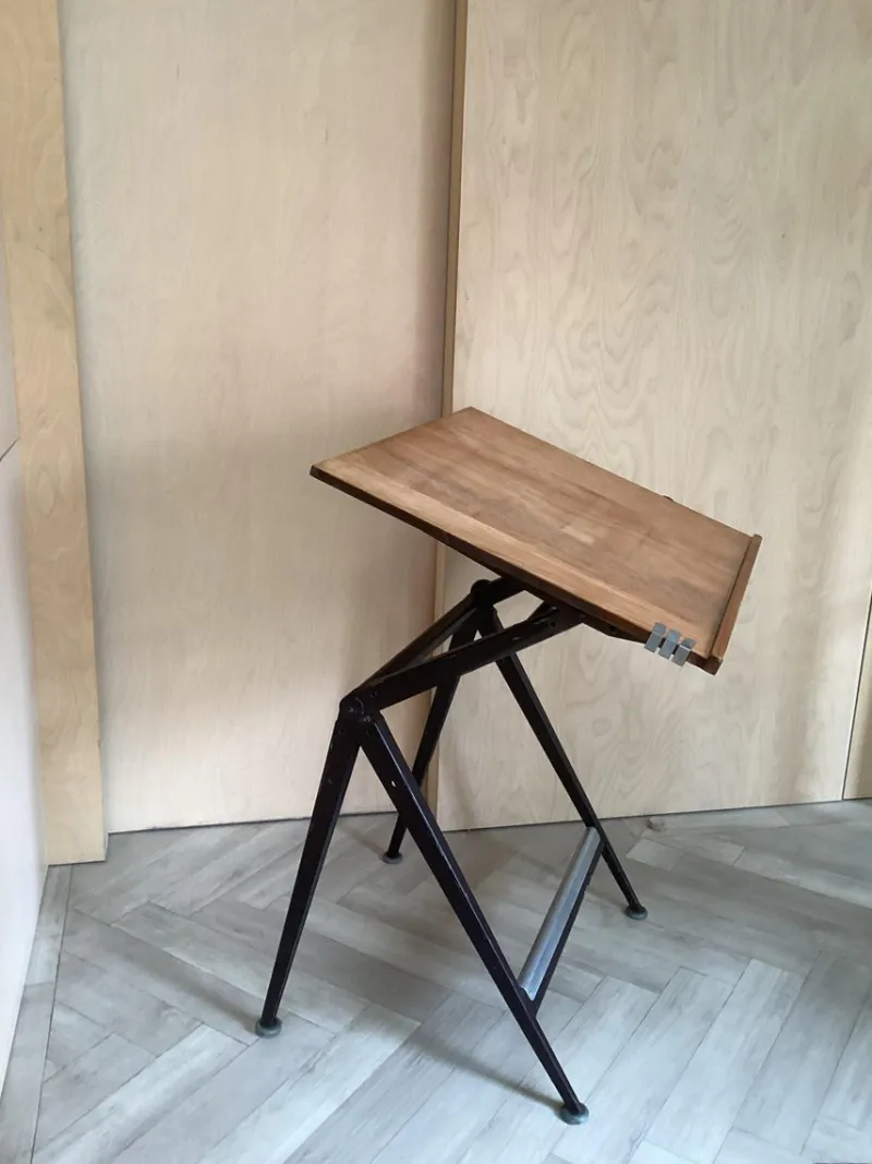 New Pamono Architect Table and Stool by Friso Kramer for Ahrend De Circel, the Netherlands, 1950s