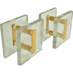 Online Pamono Architectural Clear Glass and Gilt Metal Push Pull Double Door Handles, 1960s, Set of 2