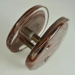Pamono Architectural Pink Glass Push Pull Double Door Handles, 1960s, Set of 2><noscript><img width=