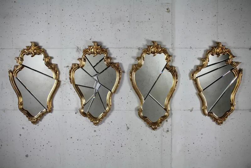 Pamono Arciduca Wall Mirror with Gold-Plated Wooden Frame by Barberini & Gunnell> Mirrors