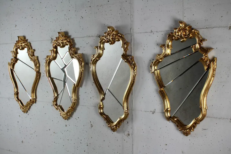 Pamono Arciduca Wall Mirror with Gold-Plated Wooden Frame by Barberini & Gunnell> Mirrors