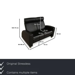 Pamono Arion 2-Seater Sofa and Armchair in Black Leather from Stressless, Set of 2> Living Room Sets