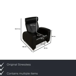 Pamono Arion 2-Seater Sofa and Armchair in Black Leather from Stressless, Set of 2><noscript><img width=