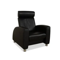 Pamono Arion 2-Seater Sofa and Armchair in Black Leather from Stressless, Set of 2><noscript><img width=