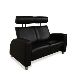 Pamono Arion 2-Seater Sofa and Armchair in Black Leather from Stressless, Set of 2><noscript><img width=