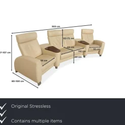 Outlet Pamono Arion 4-Seater Sofa and Ottoman in Cream Leather from Stressless, Set of 2