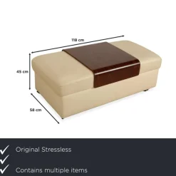 Outlet Pamono Arion 4-Seater Sofa and Ottoman in Cream Leather from Stressless, Set of 2
