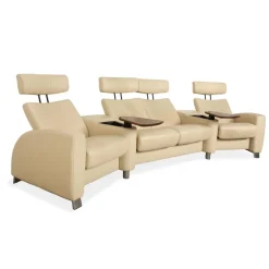 Outlet Pamono Arion 4-Seater Sofa and Ottoman in Cream Leather from Stressless, Set of 2