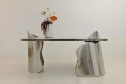 Best Pamono Armand Bureau Table in Inox Stainless Steel by Atelier Ellery