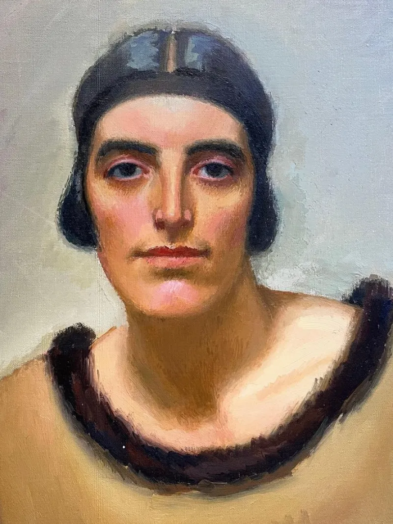 Online Pamono Armand Cacheux, Portrait of Miss Cacheux, Oil on Canvas
