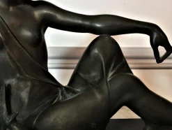 Best Pamono Armand Godard, Art Deco Woman Sitting with Doves, 1930, Marble