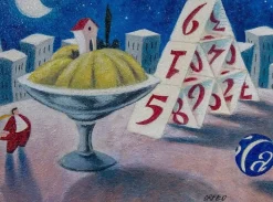 New Pamono Armando Orfeo - Card Game - Original Oil Painting - 1999
