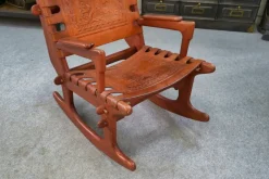 Pamono Armchair in Wood and Red Leather by Angel Pazmino, 1960s><noscript><img width=