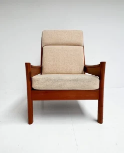 Pamono Armchair in Wood from Dyrlund, 1960s> Lounge Chairs & Armchairs