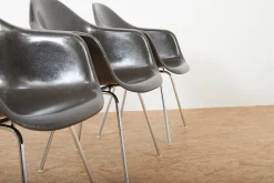 Best Pamono Armchair with Chrome-Plated Tubular Steel H-Base Frame and Dark Brown Fiberglass Shell by Ray and Charles Eames for Vitra, 1948
