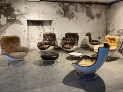 Pamono Armchairs and Ottomans by Michel Cadestin for Airborne, 1970, Set of 8> Living Room Sets