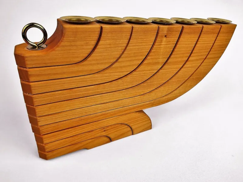 Hot Pamono 7-Armed Wooden Menora Candleholder by Jonas Grundell, 1980s