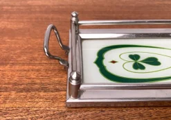 New Pamono Art Deco / Art Noveau Metal and Glass Tray