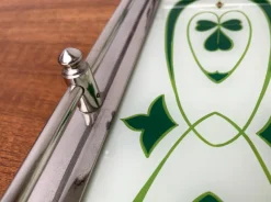 New Pamono Art Deco / Art Noveau Metal and Glass Tray