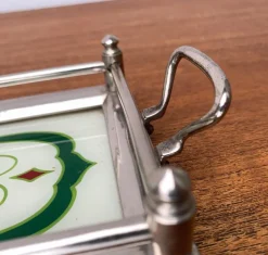 New Pamono Art Deco / Art Noveau Metal and Glass Tray