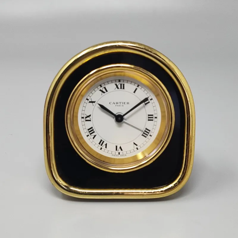 Pamono Art Deco Alarm Clock 24k Gold Plated from Cartier, 1980s> Clocks