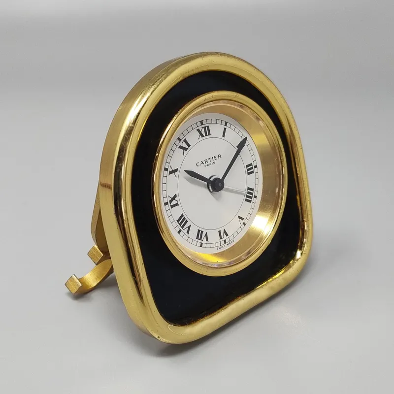 Pamono Art Deco Alarm Clock 24k Gold Plated from Cartier, 1980s> Clocks