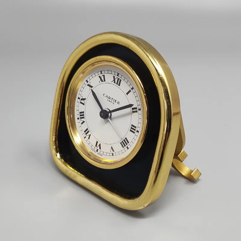 Pamono Art Deco Alarm Clock 24k Gold Plated from Cartier, 1980s> Clocks