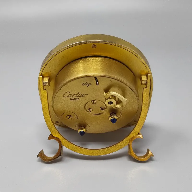 Pamono Art Deco Alarm Clock 24k Gold Plated from Cartier, 1980s> Clocks
