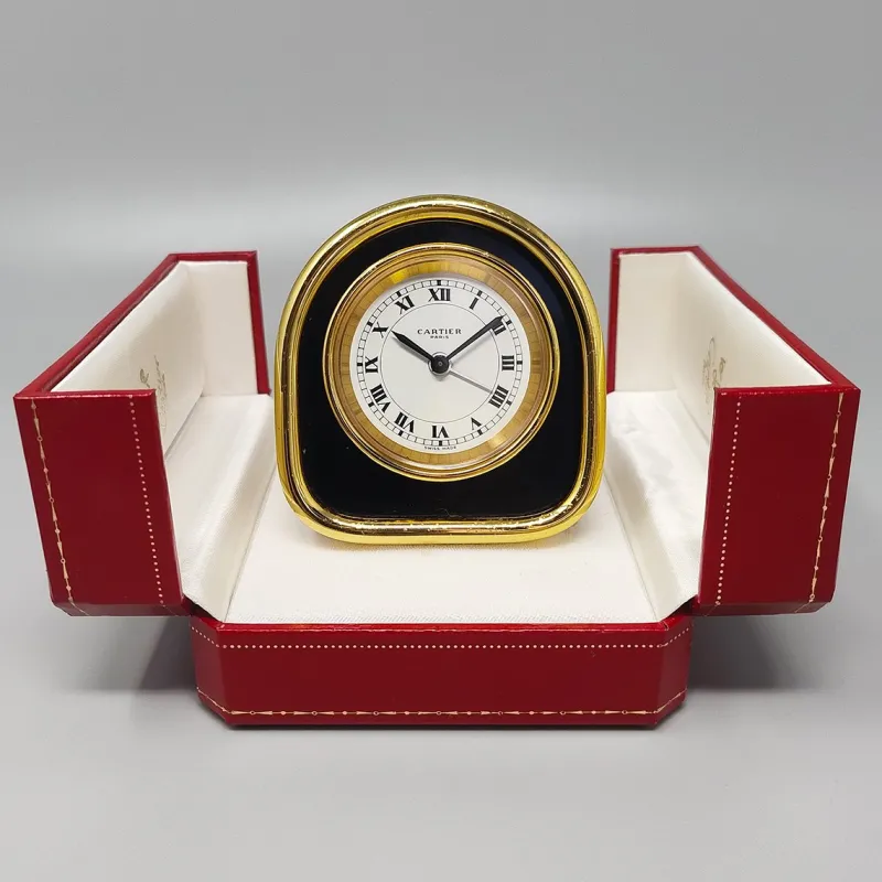 Pamono Art Deco Alarm Clock 24k Gold Plated from Cartier, 1980s> Clocks