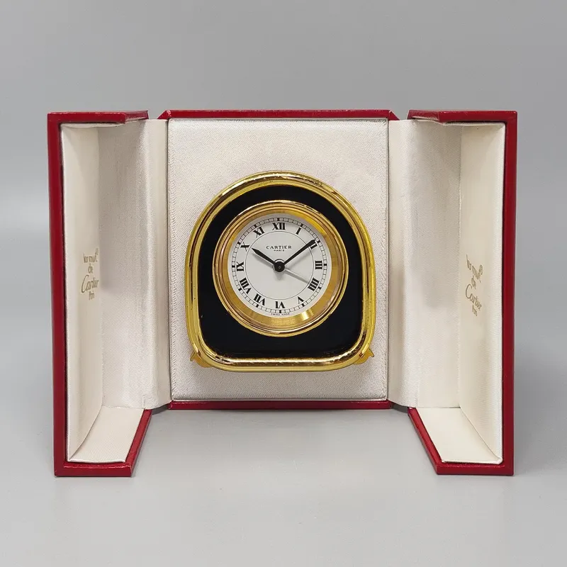 Pamono Art Deco Alarm Clock 24k Gold Plated from Cartier, 1980s> Clocks