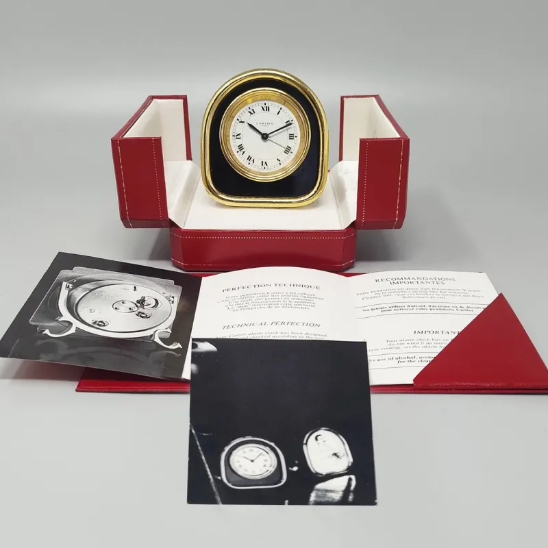 Pamono Art Deco Alarm Clock 24k Gold Plated from Cartier, 1980s> Clocks