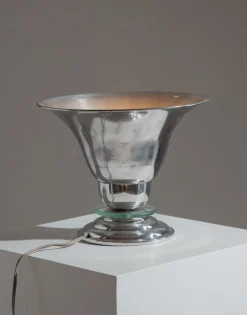 Pamono Art Deco Aluminum and Glass Lamp, 1960s> Table Lamps