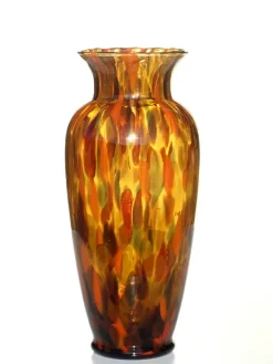 Pamono Art Deco Amber and Spotted Gold Avventurina Murano Glass Vase, 1930s> Vases
