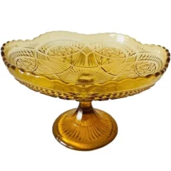 Pamono Art Deco Amber Glass Fruit Bowl on Foot, 1930s> Bowls