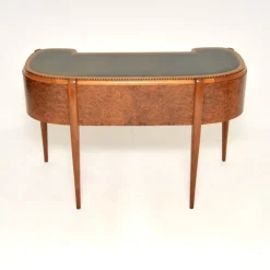 Best Pamono Art Deco Amboyna and Inlaid Satin Wood Desk with Leather Top, 1930s