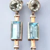 Pamono Art Deco Aquamarine Earrings in Platinum and Gold, 1925, Set of 2> Earrings