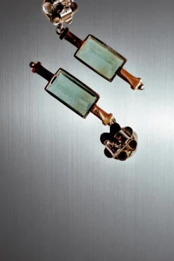 Pamono Art Deco Aquamarine Earrings in Platinum and Gold, 1925, Set of 2><noscript><img width=