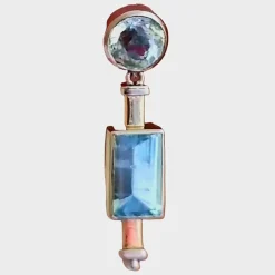 Pamono Art Deco Aquamarine Earrings in Platinum and Gold, 1925, Set of 2><noscript><img width=
