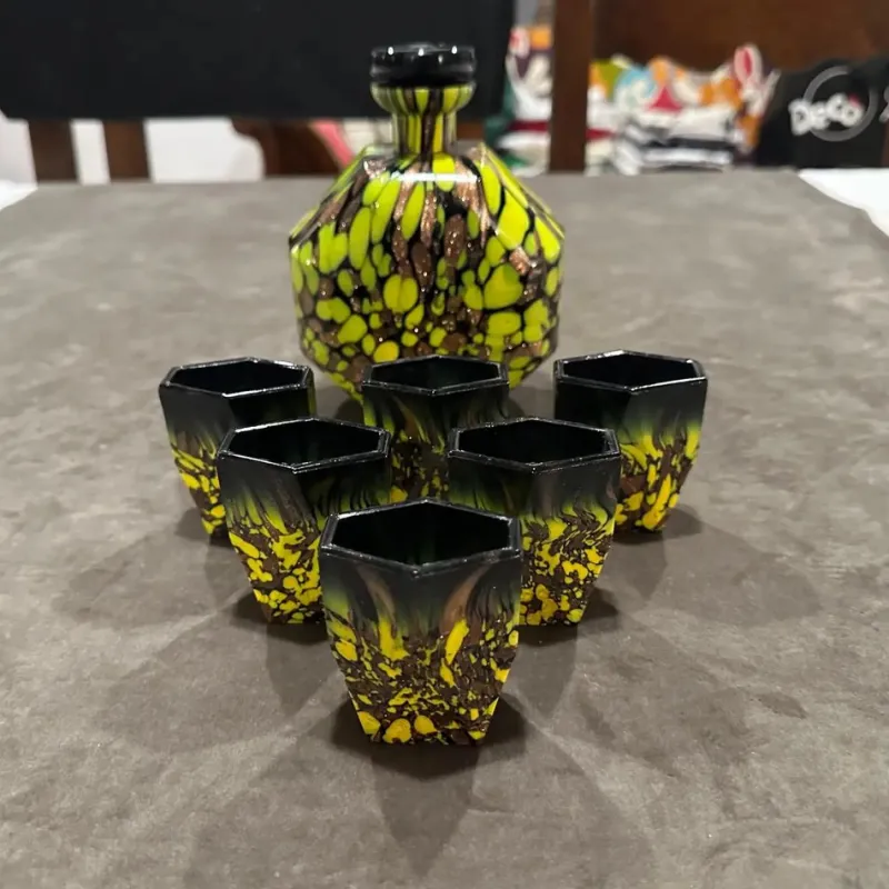 Pamono Art Deco Aventurine Murano Glass Rosolio Set, 1940s, Set of 7> Dinnerware Accessories