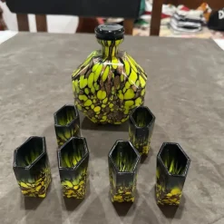 Pamono Art Deco Aventurine Murano Glass Rosolio Set, 1940s, Set of 7><noscript><img width=