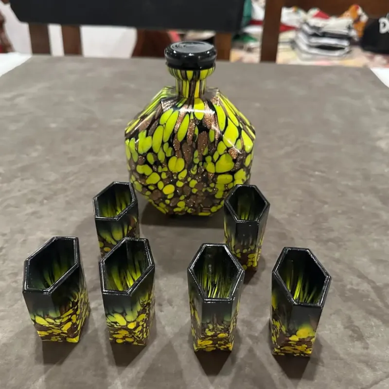 Pamono Art Deco Aventurine Murano Glass Rosolio Set, 1940s, Set of 7> Dinnerware Accessories