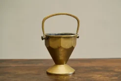 Pamono Art Deco Basket with Handle in Patinated Brass Early 20th Century, 1940s><noscript><img width=