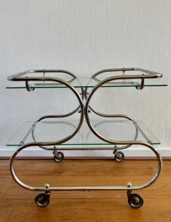 Hot Pamono Art Deco Bauhaus Chromed Bar Cart by Willem Hendrik Gispen