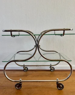 Hot Pamono Art Deco Bauhaus Chromed Bar Cart by Willem Hendrik Gispen