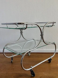 Hot Pamono Art Deco Bauhaus Chromed Bar Cart by Willem Hendrik Gispen